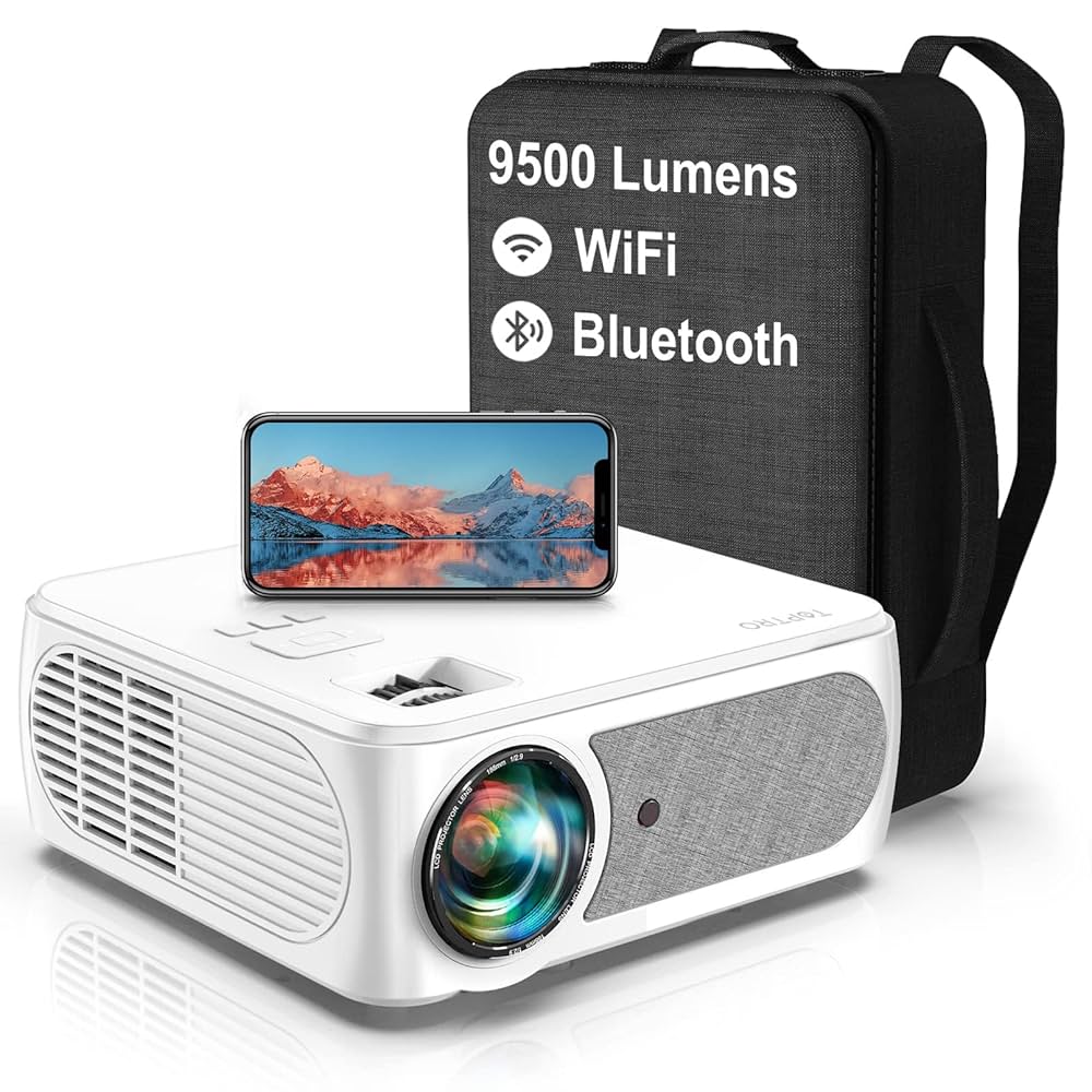 Projector, TOPTRO WiFi Projector 4K 5G Bluetooth Projector